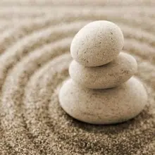 circles around a rock in the sand