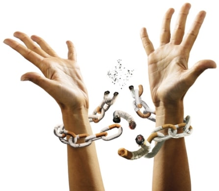 Hands Breaking Cigarette Chain After Quit Smoking Hypnosis