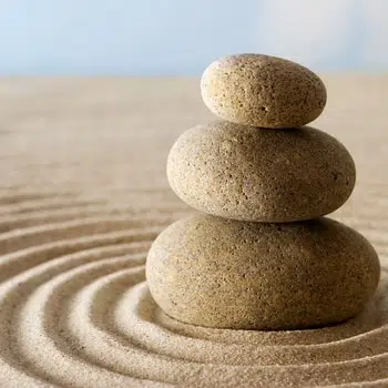 circles around a rock in the sand