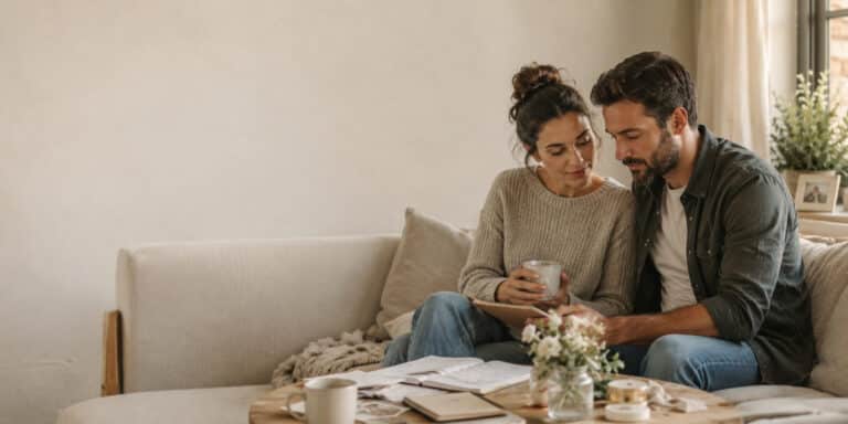Engaged couple reflecting together while preparing emotionally for marriage